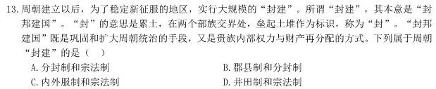 河南省新高中创新联盟TOP二十名校高二年级11月调研考试(242180D)历史