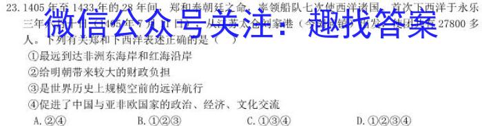 安徽省合肥市2023/2024学年度第一学期九年级学情练习（2）历史试卷