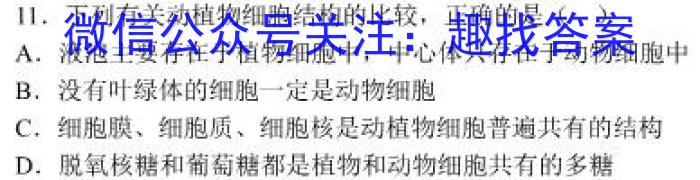 河北省2023-2024学年度七年级上学期12月第三次月考（二）生物学试题答案