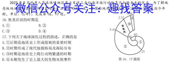 [今日更新]［五校联考］甘肃省2024届高考十二月份联考地理h