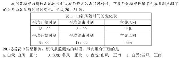 重庆市名校联盟2023-2024学年度高2024届全真模拟考试地理试卷l