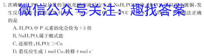 q河南省2023-2024学年度高一年级期中考试卷（新教材）化学