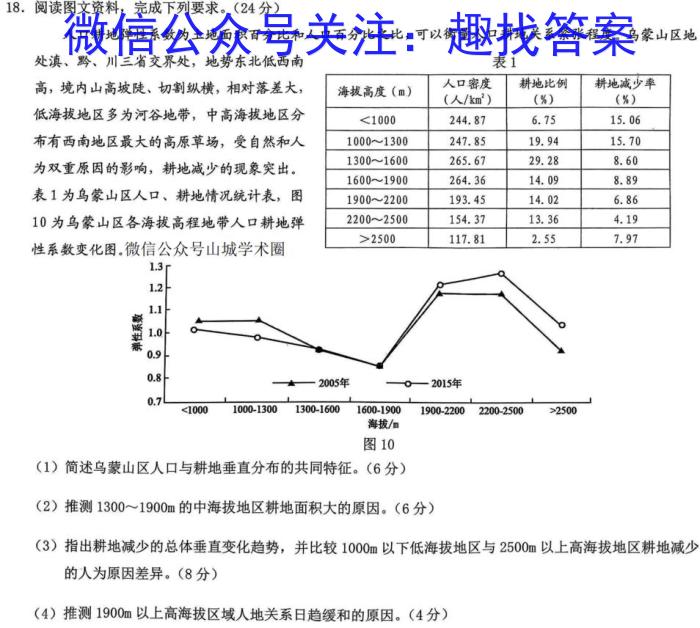 2024年安徽中考最后一卷地理试卷答案