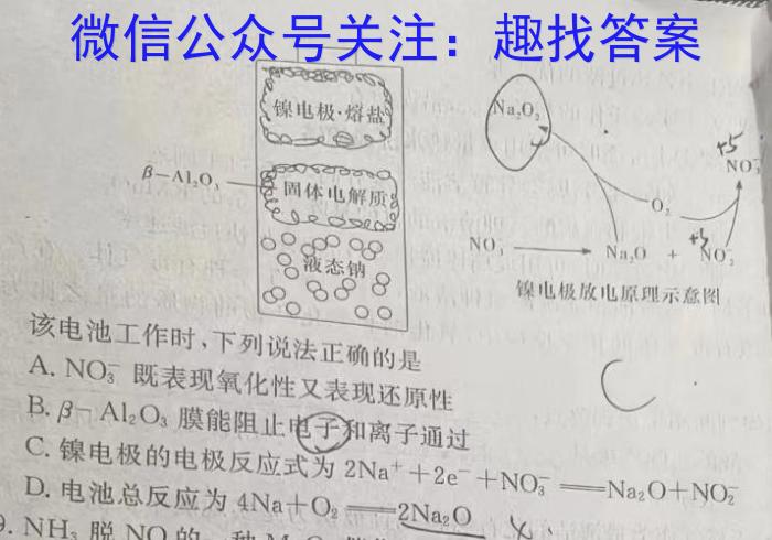 q天一大联考 2023-2024学年安徽高二(上)期中考试 皖豫名校联盟&安徽卓越县中联盟化学