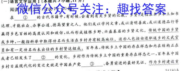 安徽省2023~2024学年度九年级阶段质量检测（三）/语文