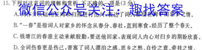 衡水金卷先享题2023-2024学年度高三一轮复习夯基卷(贵州专版)二语文