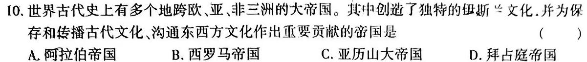 2023-2024学年度上学期高三年级自我提升中期测试（12月）历史