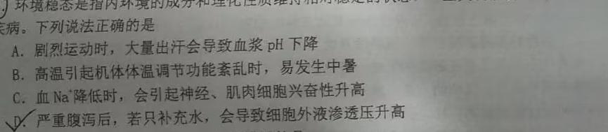 2024届普通高校招生全国统一考试仿真模拟·全国卷 YX-E(一)生物学试题答案