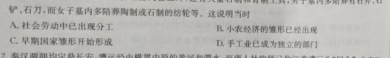 万友2023-2024学年上学期九年级·教学评价二(期中)历史