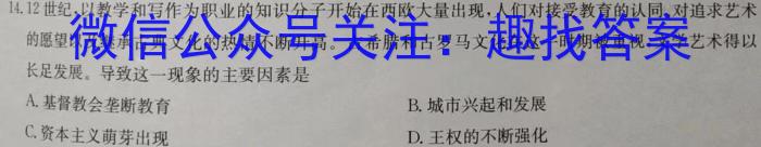 2023-2024学年度安康市高三年级第一次质量联考（11月）历史试卷