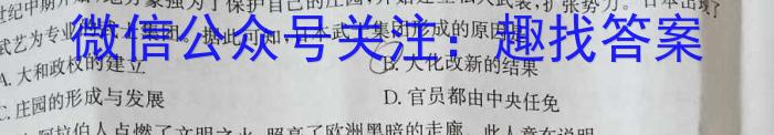 稳派大联考2023-2024学年高一期中考试11月联考历史