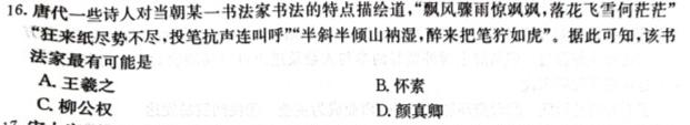 [今日更新]九师联盟2024届高三教学质量监测11月联考（X）历史试卷答案