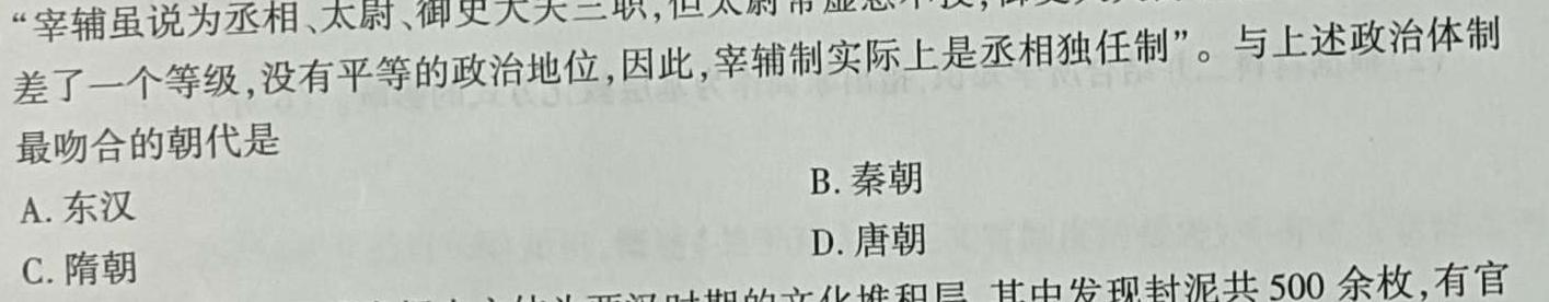非凡吉创 2024届高三年级TOP二十名校调研考试六(243165D)历史试卷答案
