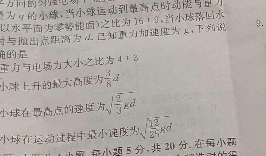 安徽省滁州市天长市2023-2024学年度（上）九年级第二次质量检测物理试题.