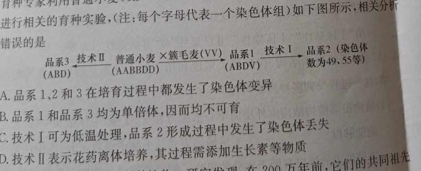 安徽省2023-2024学年度八年级上学期12月月考（三）生物学试题答案