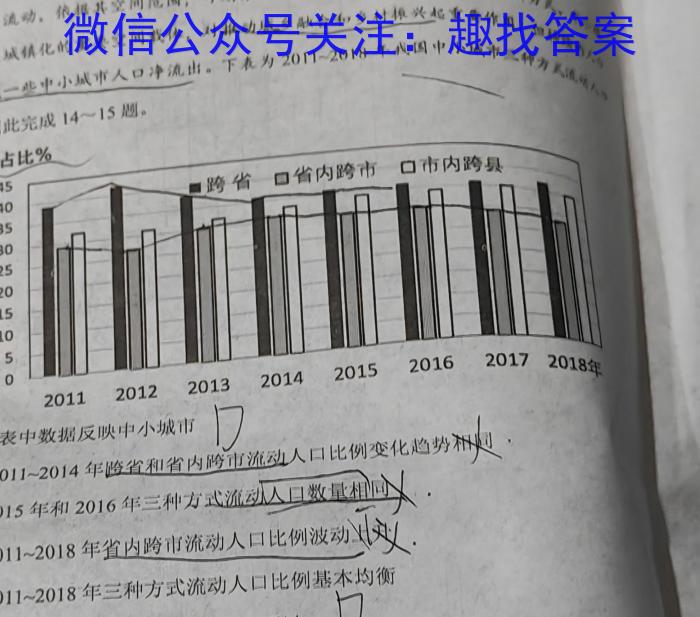 [今日更新]安徽省2023-2024学年第二学期九年级教学质量检测（一）地理h