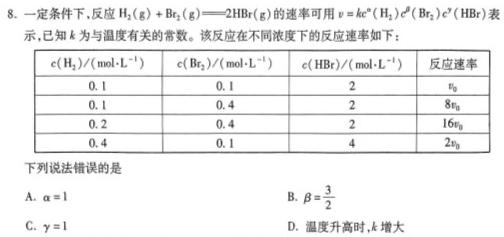 1学科网2024届高三1月模拟考试化学试卷答案