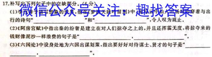 江西省2024届九年级上学期质量监测考试/语文