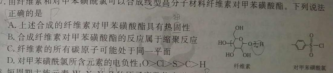 12023-2024学年安徽省九年级教学质量检测（三）化学试卷答案