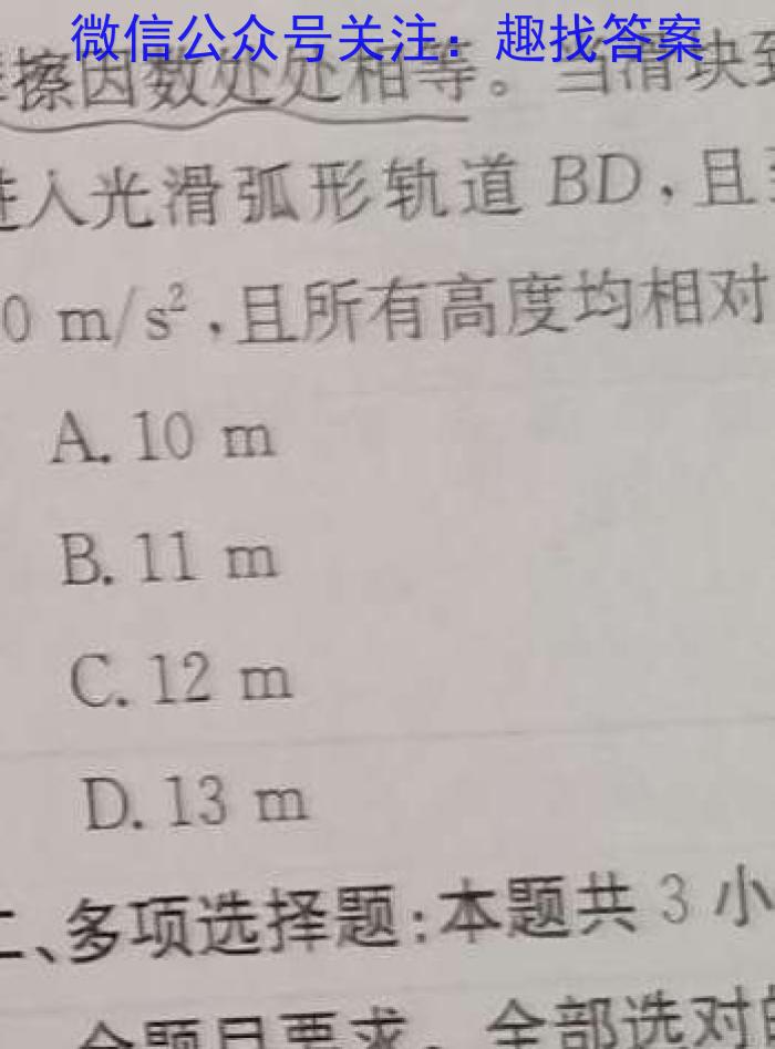 2023-2024学年高一试卷11月百万联考(书本)q物理