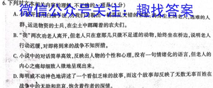 陕西省2023-2024学年度第一学期九年级课后综合作业（三）D/语文