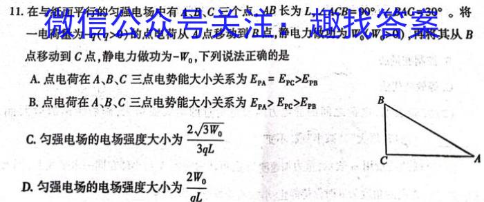 安徽省2023-2024学年度高二高中同步月考测试卷（二）l物理