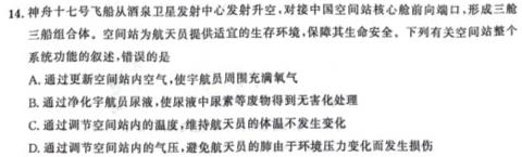 河北省2023~2024学年高三(上)期中考试(24-165C)生物