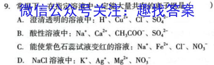 q［贵州大联考］贵州省2023-2024学年度高二年级上学期11月联考化学