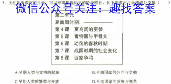 山西省2023-2024学年度九年级第一学期阶段性练习（三）历史试卷
