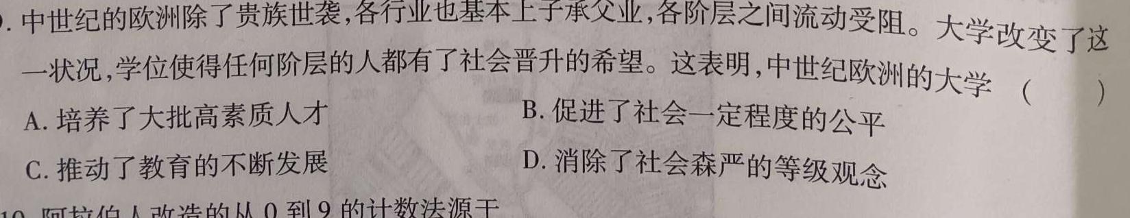 2024年普通高等学校招生全国统一考试仿真模拟卷(二)历史