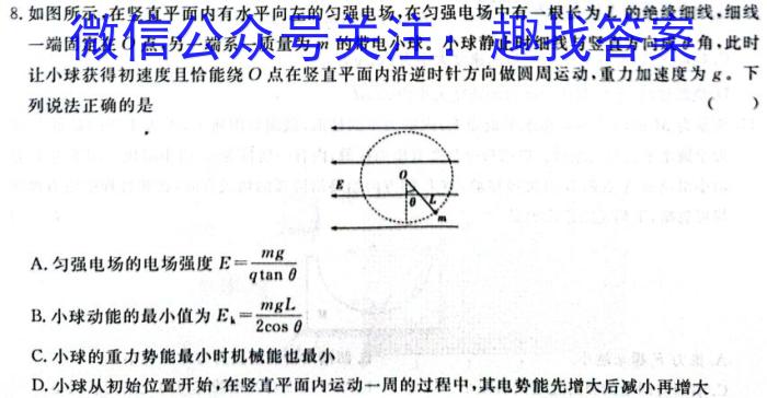 三峡名校联盟2023年秋季联考高2026届物理试卷答案