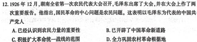 安徽省淮北市2023-2024学年九年级12月月考（无标题）历史