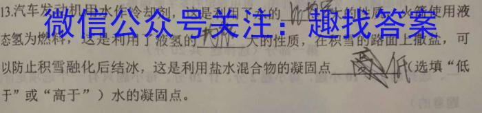 江西省2023-2024学年度九年级阶段性练习(三)物理试卷答案