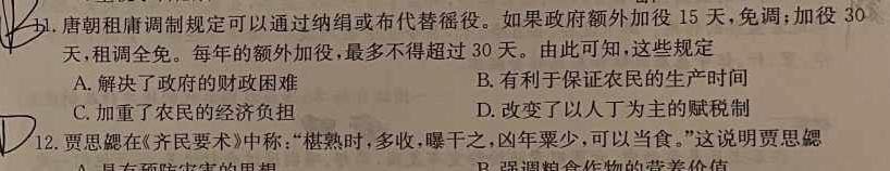 衡水金卷先享题分科综合卷2024届新教材B二历史