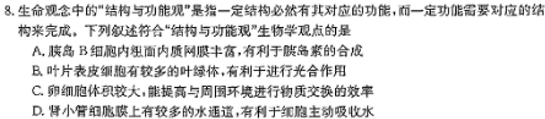 华大新高考联盟2024届高三11月教学质量测评(全国卷)生物学试题答案