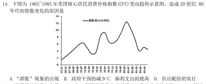 安徽省十联考 合肥一中2024届高三第二次教学质量检测(243174D)历史