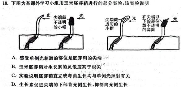 衡水金卷先享题分科综合卷2024答案新教材一生物