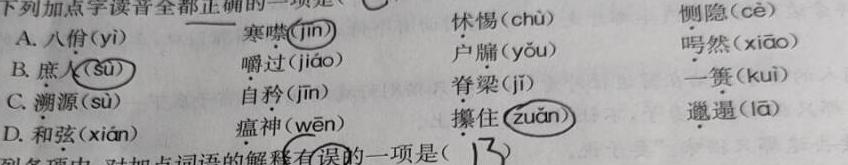 [今日更新]2024届甘肃省高三阶段检测(○)语文试卷答案