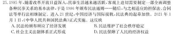 2024年普通高校招生考试仿真模拟卷(一)历史