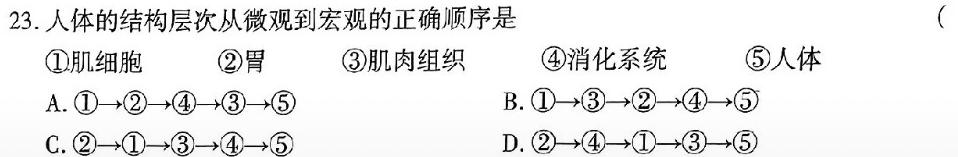 安徽省2023-2024学年度八年级上学期12月月考（三）生物