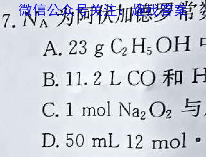 q非凡吉创 2024届高三年级TOP二十名校调研考试七(243173D)化学