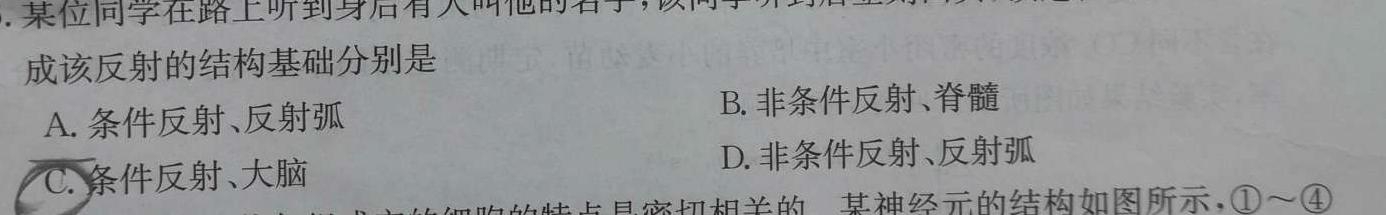 吉林省2023~2024(上)高二年级第二次月考(242357D)生物