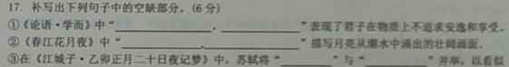 [今日更新]江西省2024届九年级第三次月考（长标）语文试卷答案