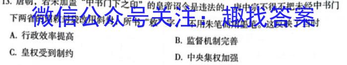 江西省2024届九年级上学期质量监测考试历史