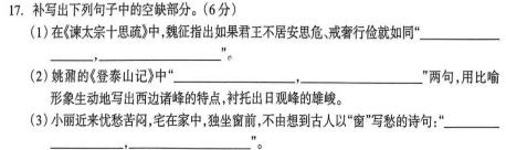 [今日更新]安徽省毫州市2023-2024学年九年级十二月份限时作业训练语文试卷答案