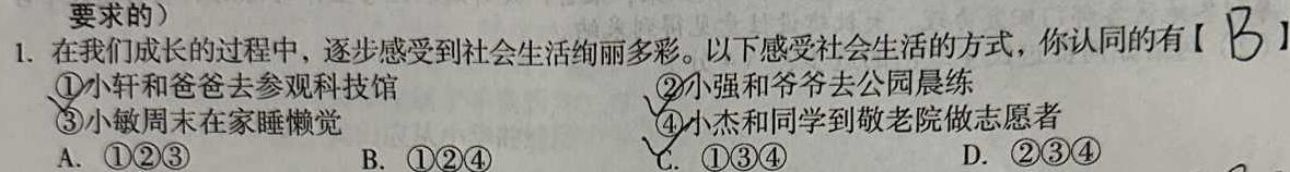 【精品】陕西省榆林市2024年初中学业水平考试模拟卷A思想政治