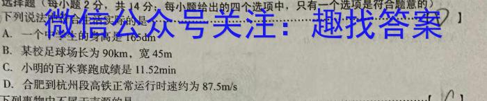 2023-2024学年安徽省八年级上学期阶段性练习（三）l物理