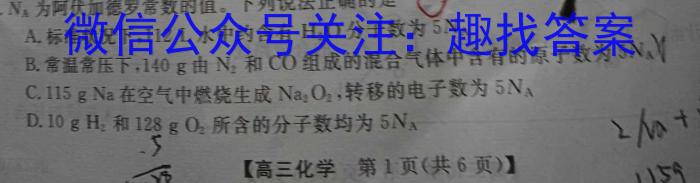 j2024届衡水金卷先享题调研卷(A)(二)化学试卷答案