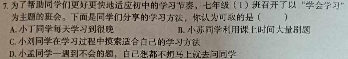 2024届衡水金卷先享题[调研卷](湖北专版)五思想政治部分