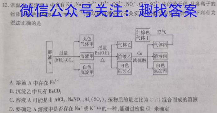 q名校联考·2024届高三总复习·月考卷(四)XS4化学